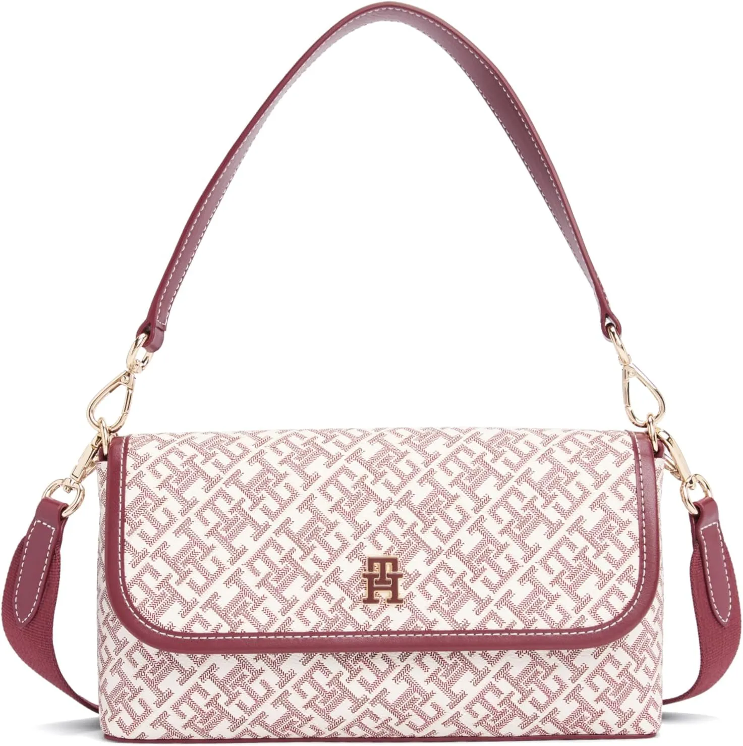Tommy Hilfiger Monogram Shoulder Bag with Removable Crossbody Strap