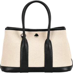 Top Layer Cowhide with Canvas Garden Leather Classic Tote Large Capacity Tote