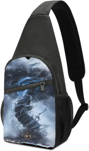 Tornado Casual Crossbody Bag Travel Shoulder Bag Hiking Chest Bag Sling Backpack with Pocket for Men Women