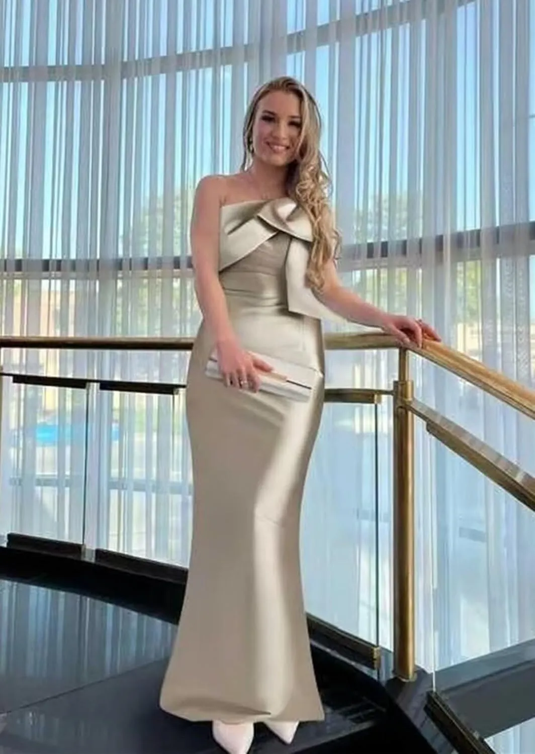 TORYEMY One Shoulder Mermaid Prom Dress with Bow 2025 Satin Long Bridesmaid Dresses Back Split Formal Evening Gown