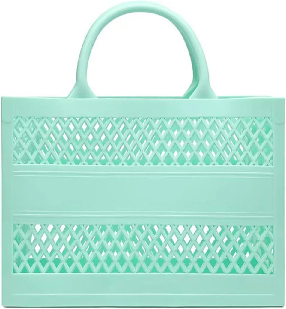 Tote Bag Purses for Women Summer Mesh Beach Tote Bag Large Capacity Shopping Basket Top Handle Handbag Jelly Storage Bag