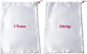 Travel Essentials Satin Clean and Dirty Laundry-Undergarment Garment bag with Locking Drawstring Closure. Rip Resistant Material 22L x 15W
