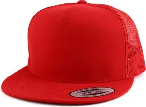 Trendy Apparel Shop Flexfit Oversize XXL Structured Blank 5 Panel Flatbill Snapback Mesh Cap