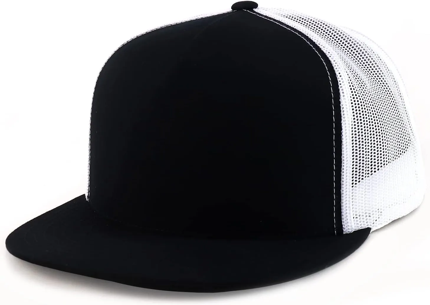 Trendy Apparel Shop Flexfit Oversize XXL Structured Blank 5 Panel Flatbill Snapback Mesh Cap