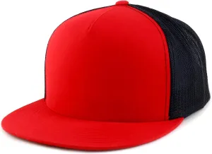 Trendy Apparel Shop Flexfit Oversize XXL Structured Blank 5 Panel Flatbill Snapback Mesh Cap