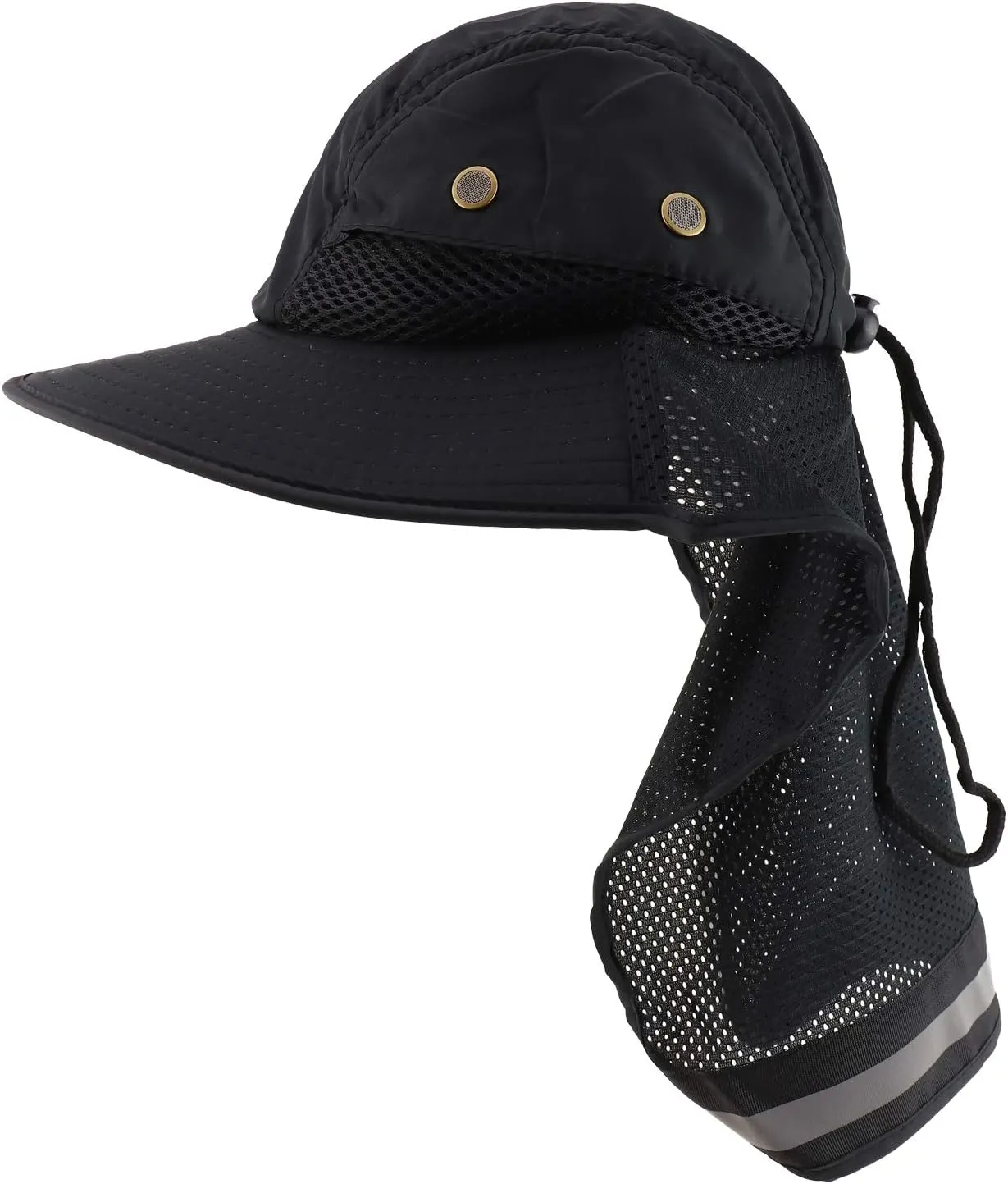 Trendy Apparel Shop High Visibility Solid Boonie Hat with Reflective Mesh Flap