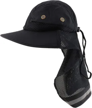 Trendy Apparel Shop High Visibility Solid Boonie Hat with Reflective Mesh Flap