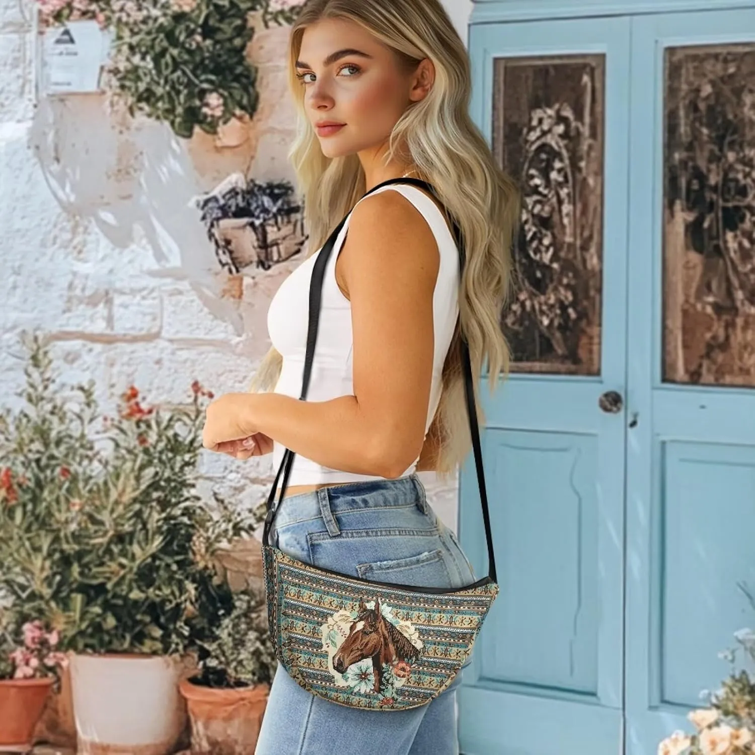 Trendy Crescent Crossbody Bag for Women Men Classic Sling Dumpling Bag Small Casual Handbag Travel Work Fanny Pack