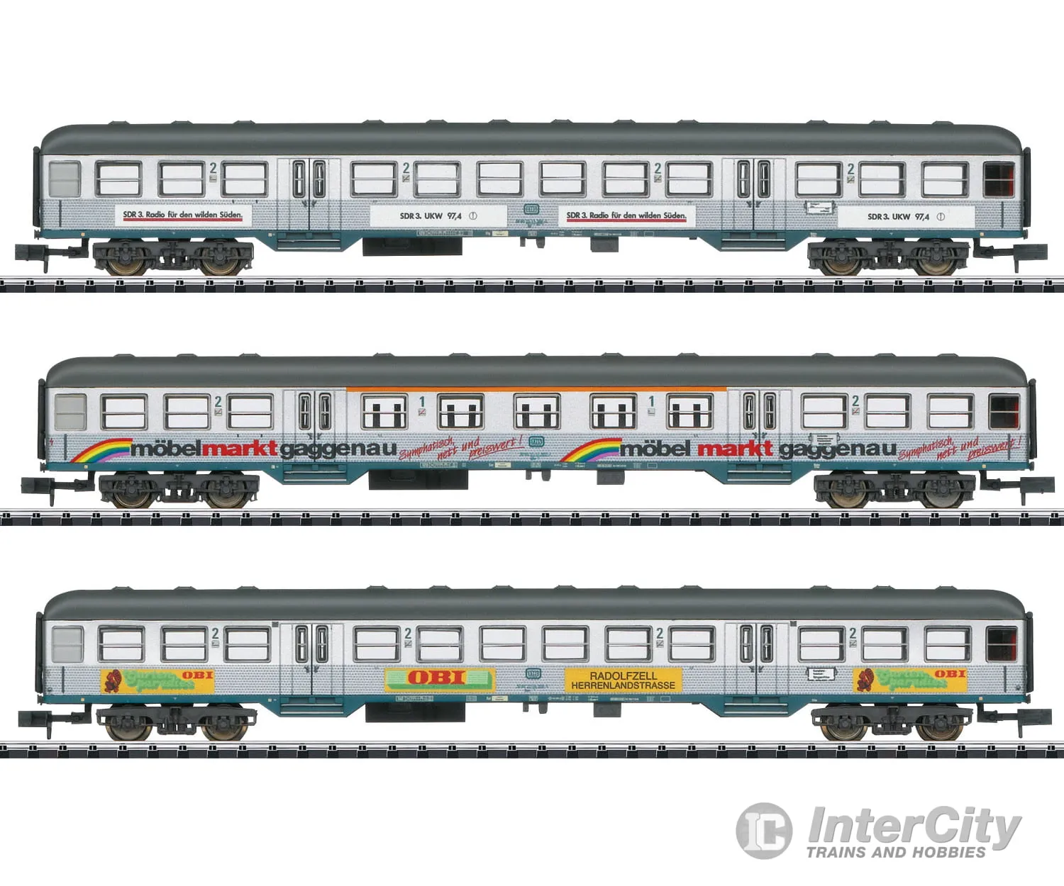 Trix 18213 Silberlinge / Silver Coins with Advertising Passenger Car Set