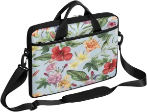 Tropic Flowers Leaf Laptop Computer Bag Waterproof Shoulder Messenger Bag 13-15 inch Durable Laptop Tote Bag with Shoulder Strap Handle Lightweight Crossbody Briefcase