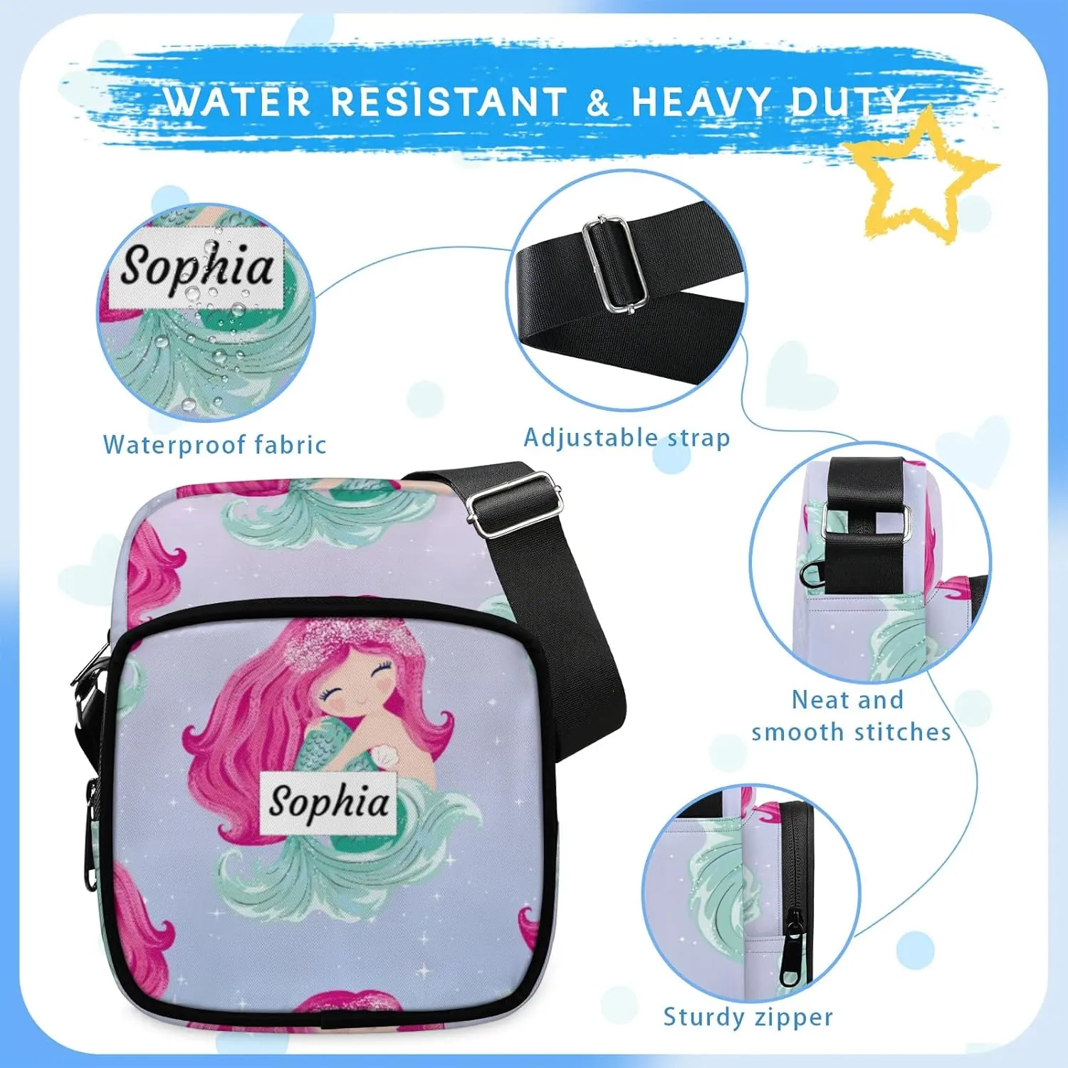TropicalLife Personalized Crossbody Bag for Women Men Custom Name Messenger Bags