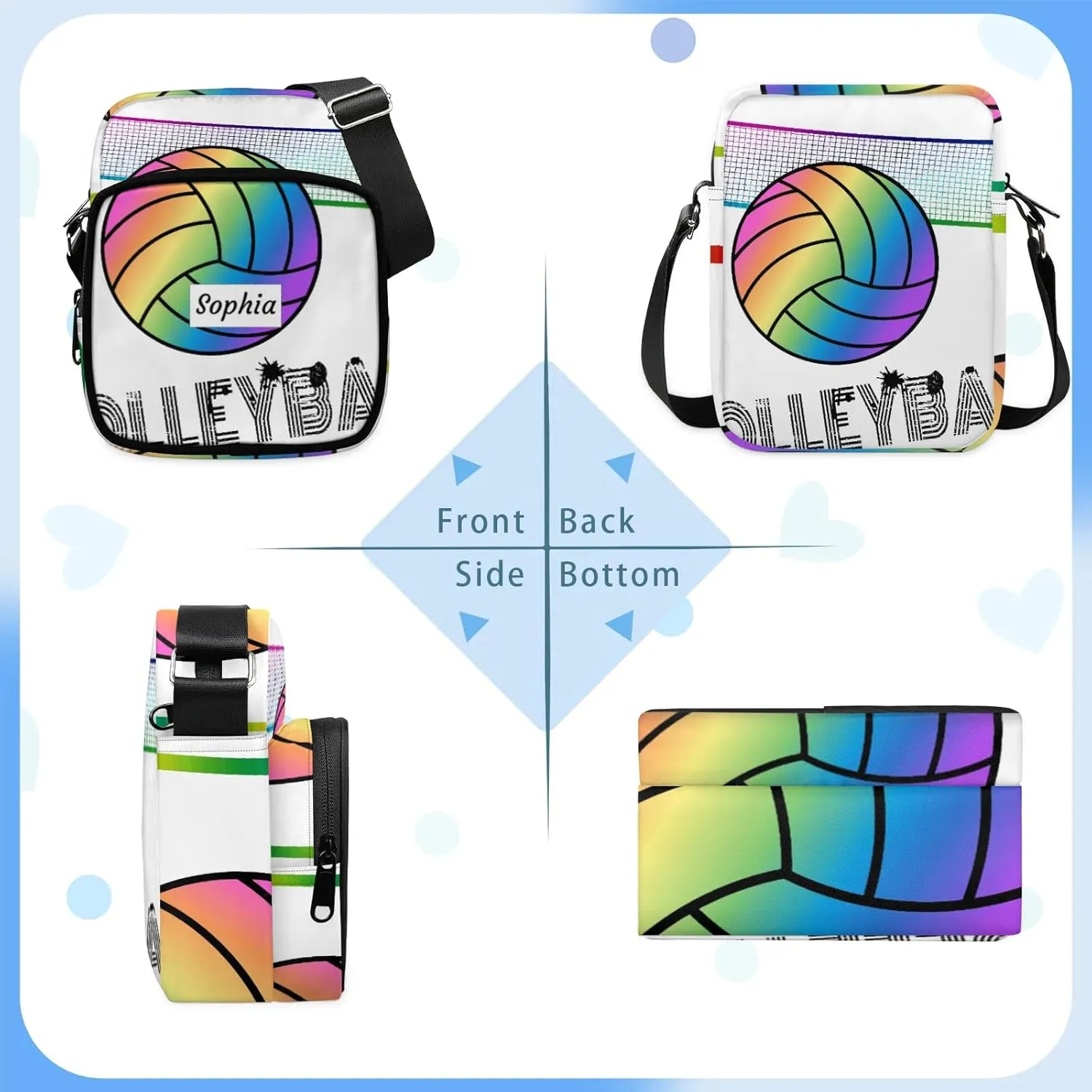 TropicalLife Personalized Crossbody Bag for Women Men Custom Name Messenger Bags