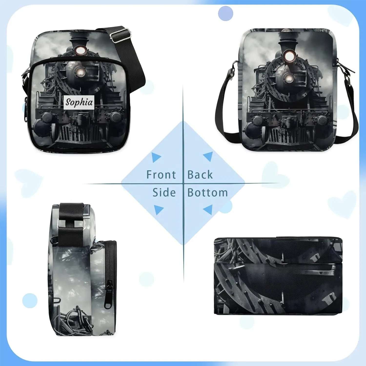 TropicalLife Personalized Crossbody Bag for Women Men Custom Name Messenger Bags