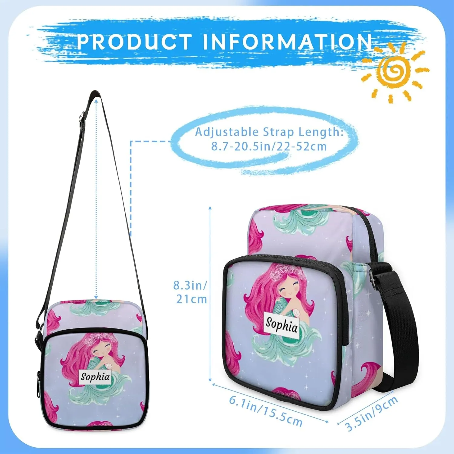 TropicalLife Personalized Crossbody Bag for Women Men Custom Name Messenger Bags