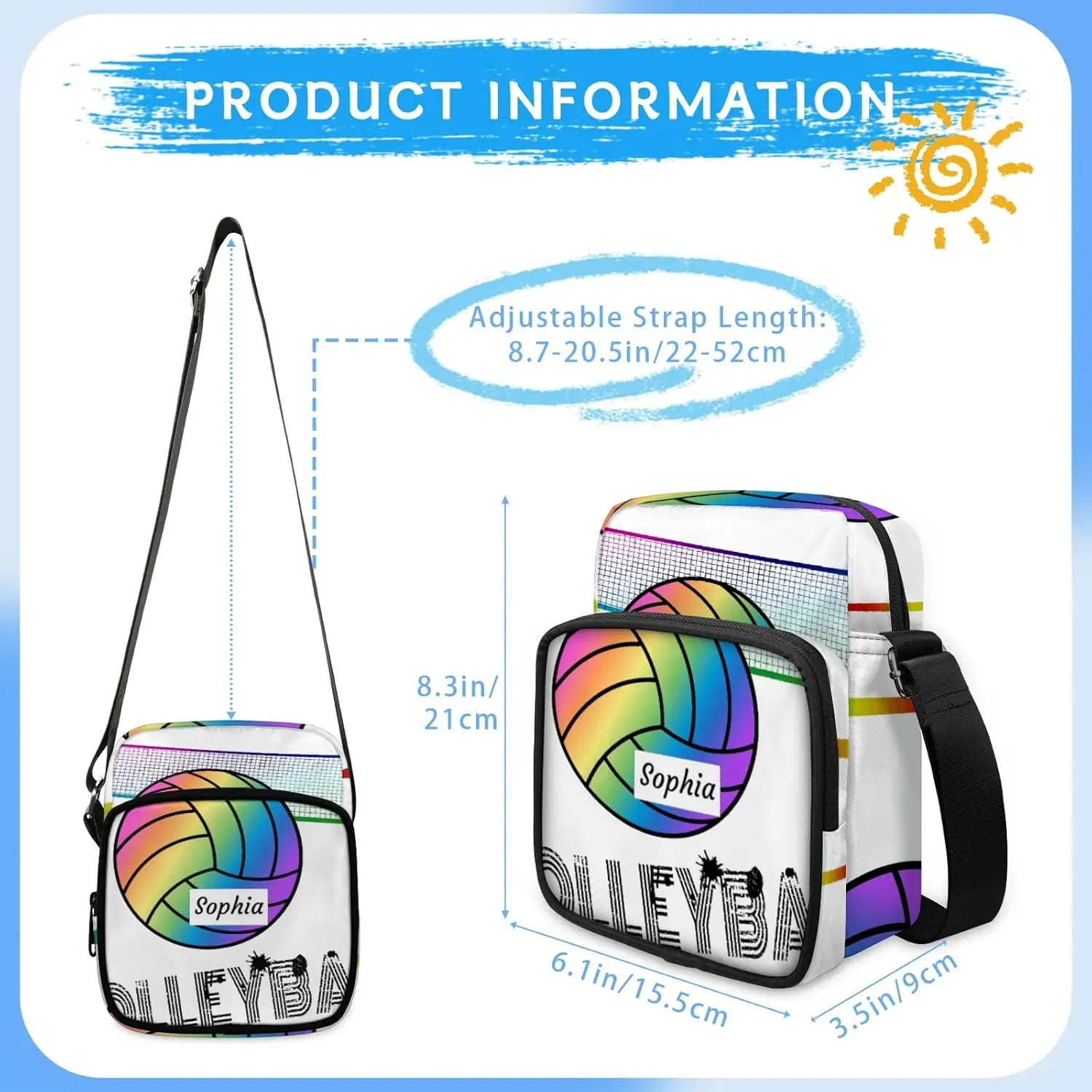 TropicalLife Personalized Crossbody Bag for Women Men Custom Name Messenger Bags