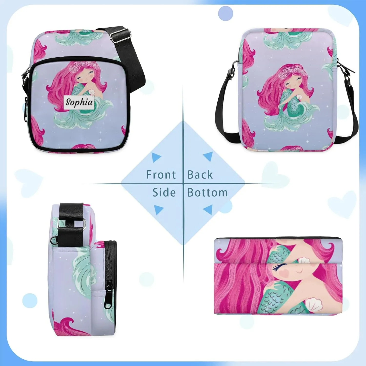 TropicalLife Personalized Crossbody Bag for Women Men Custom Name Messenger Bags