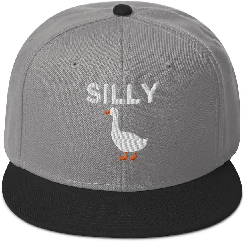 tSilly Goose Hat (Embroidered Wool Blend Snapback Cap) Funny Cartoon Goose Hats