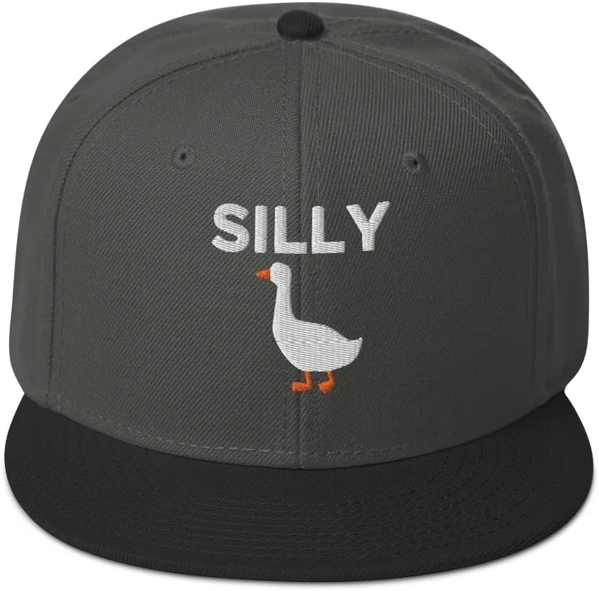 tSilly Goose Hat (Embroidered Wool Blend Snapback Cap) Funny Cartoon Goose Hats