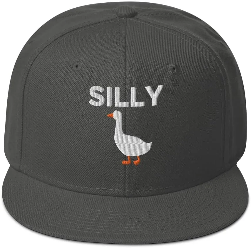 tSilly Goose Hat (Embroidered Wool Blend Snapback Cap) Funny Cartoon Goose Hats