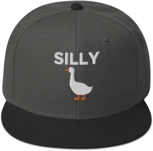 tSilly Goose Hat (Embroidered Wool Blend Snapback Cap) Funny Cartoon Goose Hats