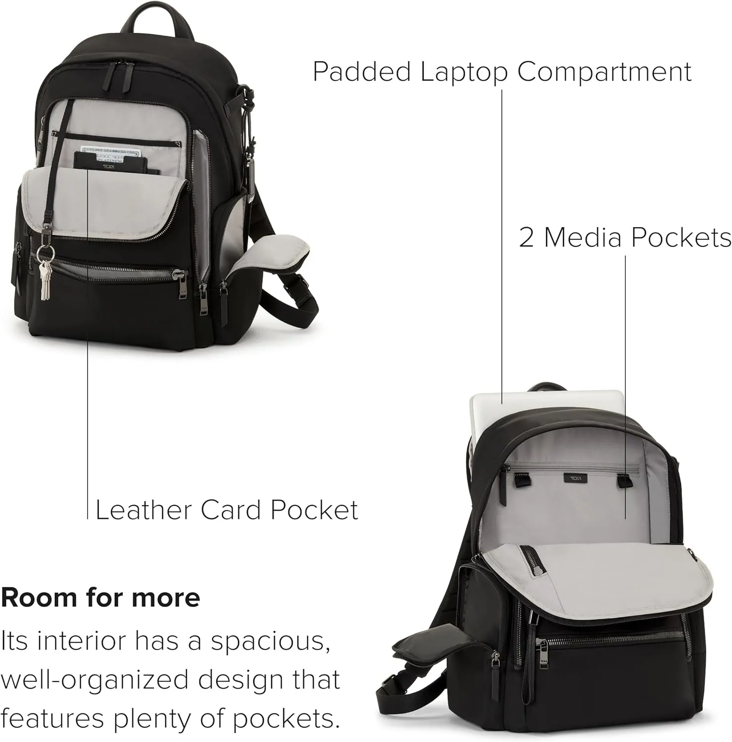 TUMI - Voyageur Celina Backpack - Travel Backpack for Women - For Business, Commute - Holds Up to 16" Laptop - Black & Gunmetal Hardware