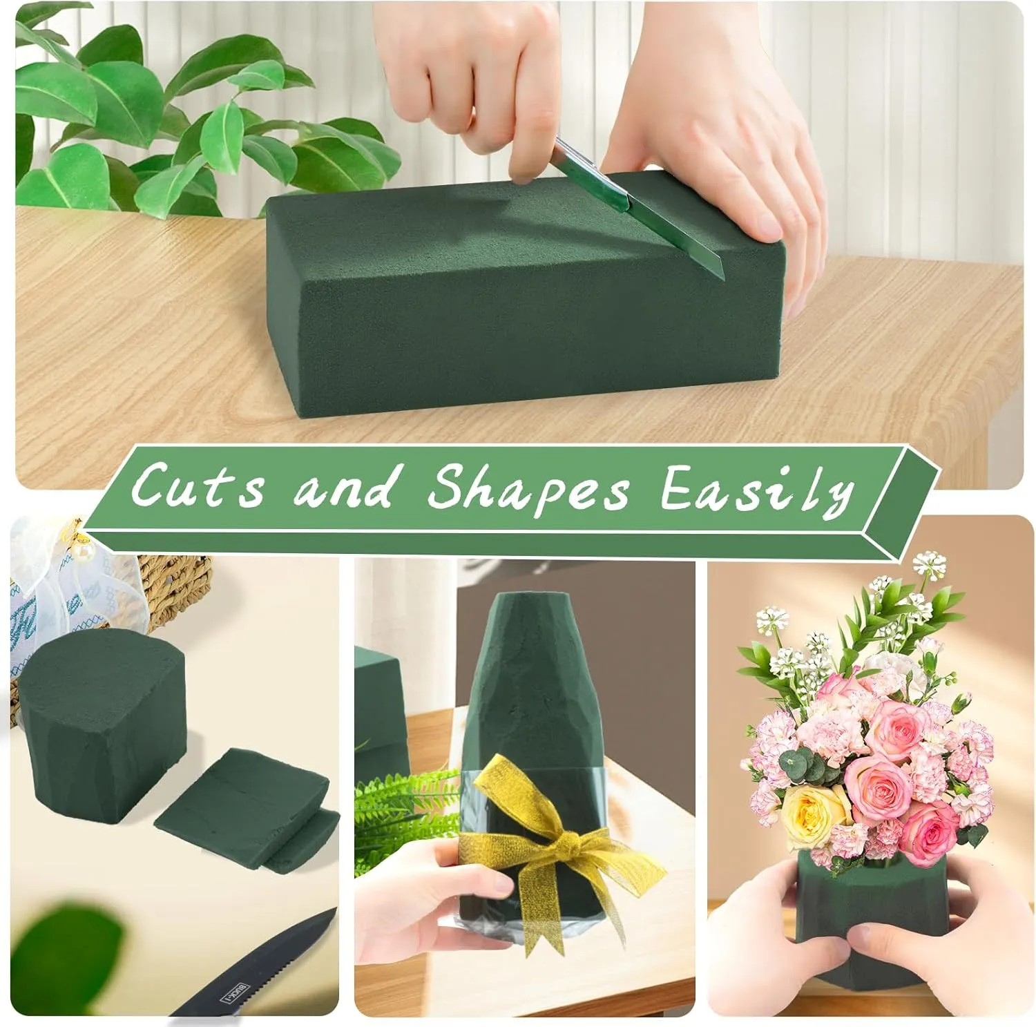 Tunnkit 12 Pcs Wet & Dry Floral Foam Blocks for Fresh and Artificial Flower Arrangement，(7.8" L x 3.5" W x 2.4" H) Flower Foam Brick Florist Foam for DIY Craft Wedding Home Decorations