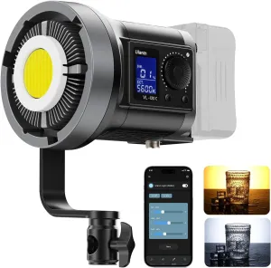 ULANZI 120W V-Mount COB LED Video Light, Bi Color 2700K-6500K COB Bowens Mount Photography Fill Light Continuous Output Lighting 20700lux/1m 20 Preset Effects with APP Control Studio Light