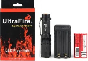 ULTRAFIRE Super Bright Mini Flashlight, Super Bight 800 Lumen Flashlight Led Torch, Adjustable Pocket Flashlights Kit SK98