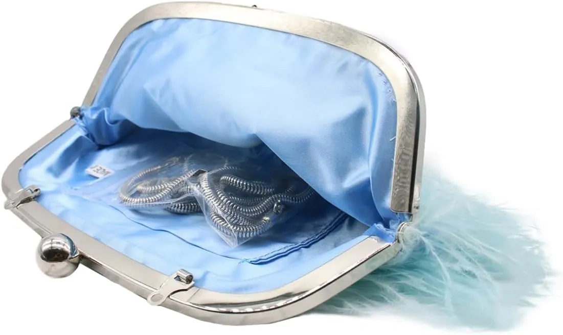 UMREN Feather Clutches Purses for Women Vintage Evening Clutch Fluffy Feather Handbag Crossbody Bag