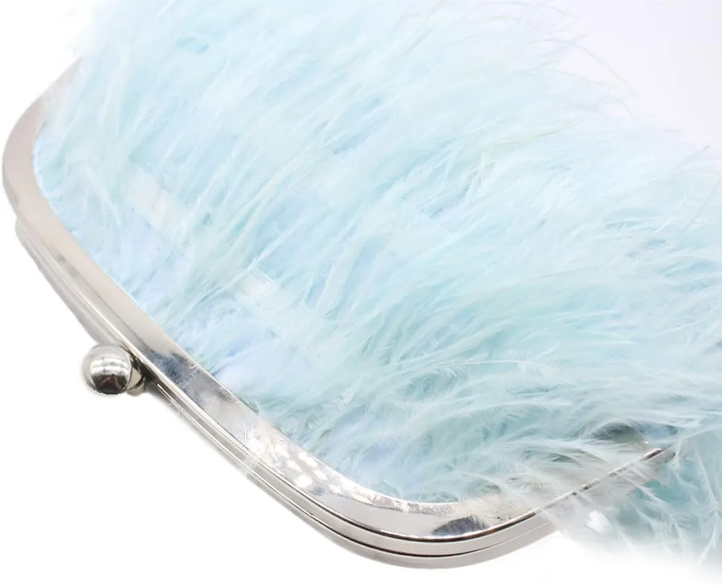 UMREN Feather Clutches Purses for Women Vintage Evening Clutch Fluffy Feather Handbag Crossbody Bag