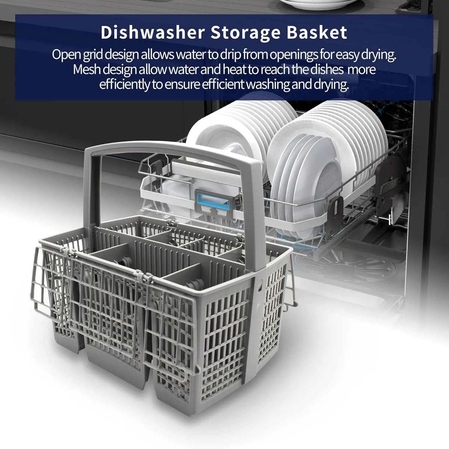 Universal Dishwasher Silverware Cutlery Basket, Dishwasher Utensil Basket for utensils Compatible with most brands- Bosch, Siemens, Gaggenau, Neff