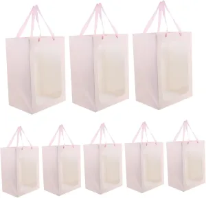 Unomor 10pcs Market Flower Bags Window Shopping Bags Handles Sturdy Paper for Occasions Festivals Parties