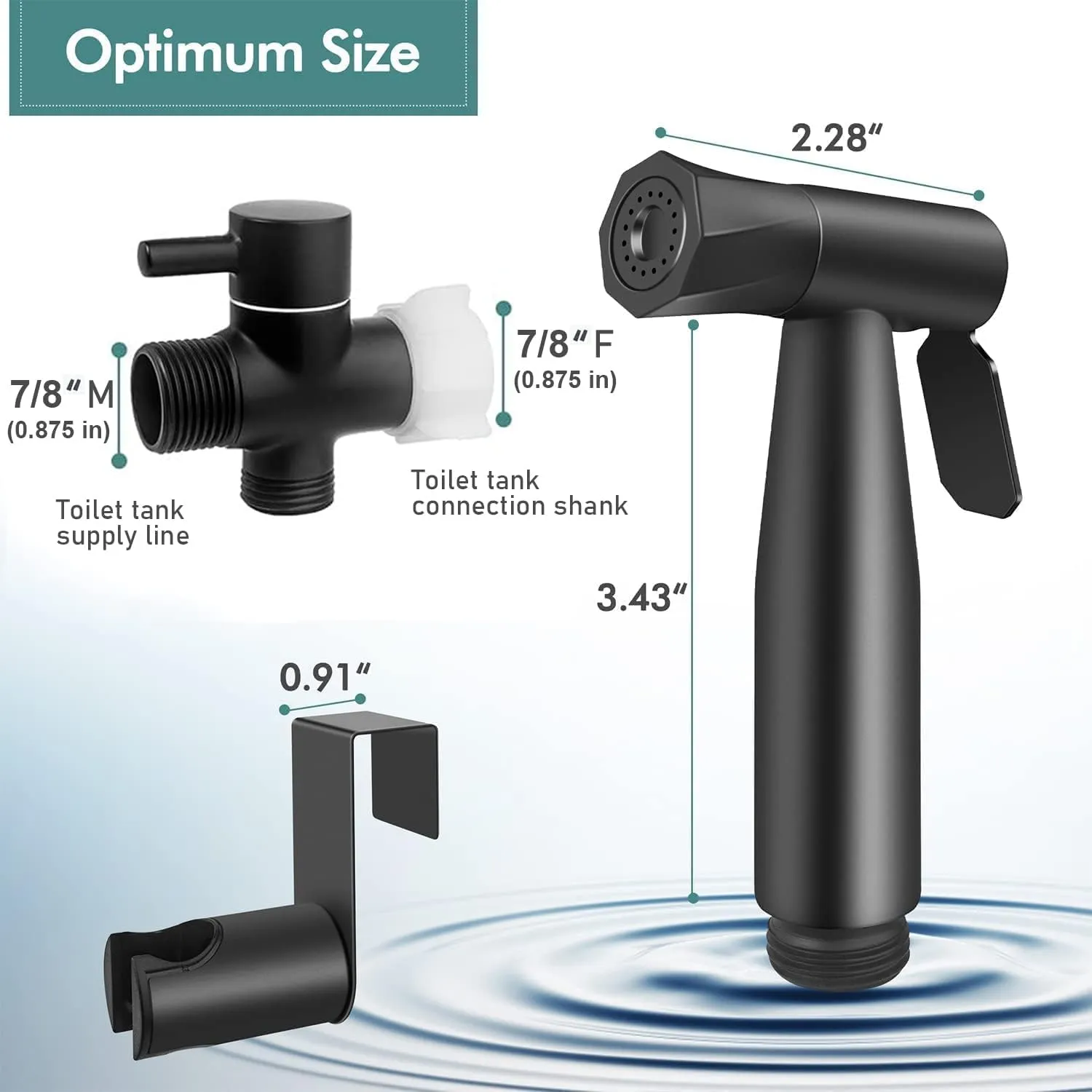【Upgrade】Brass Handheld Bidet Sprayer for Toilet–Premium Stainless Steel Handheld Bidet Attachment for Toilet with 2 Water Adjustment, Perfect for Intimate Care, Cloth Diapers, Toilet Cleaner (Black)