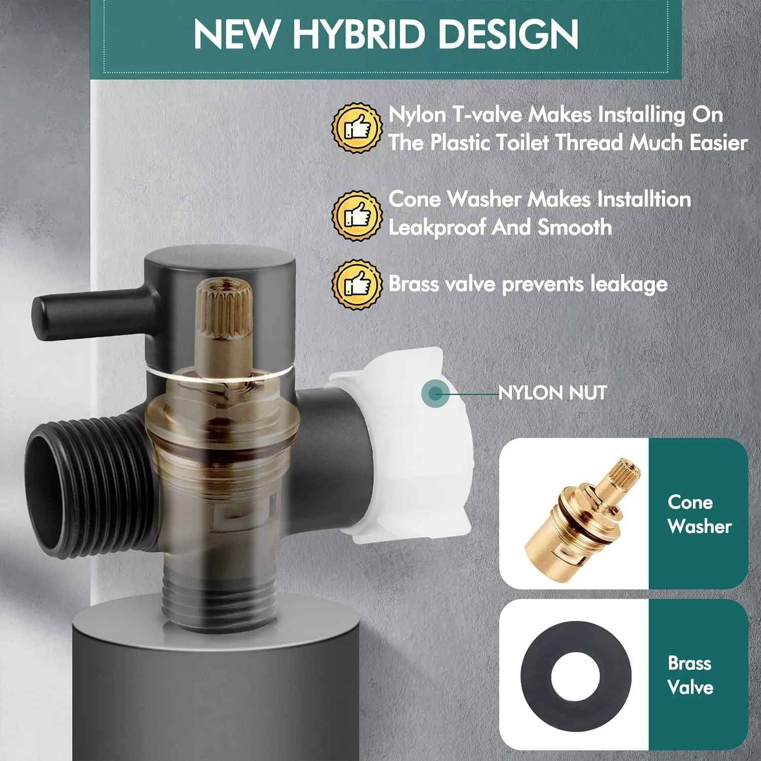 【Upgrade】Brass Handheld Bidet Sprayer for Toilet–Premium Stainless Steel Handheld Bidet Attachment for Toilet with 2 Water Adjustment, Perfect for Intimate Care, Cloth Diapers, Toilet Cleaner (Black)