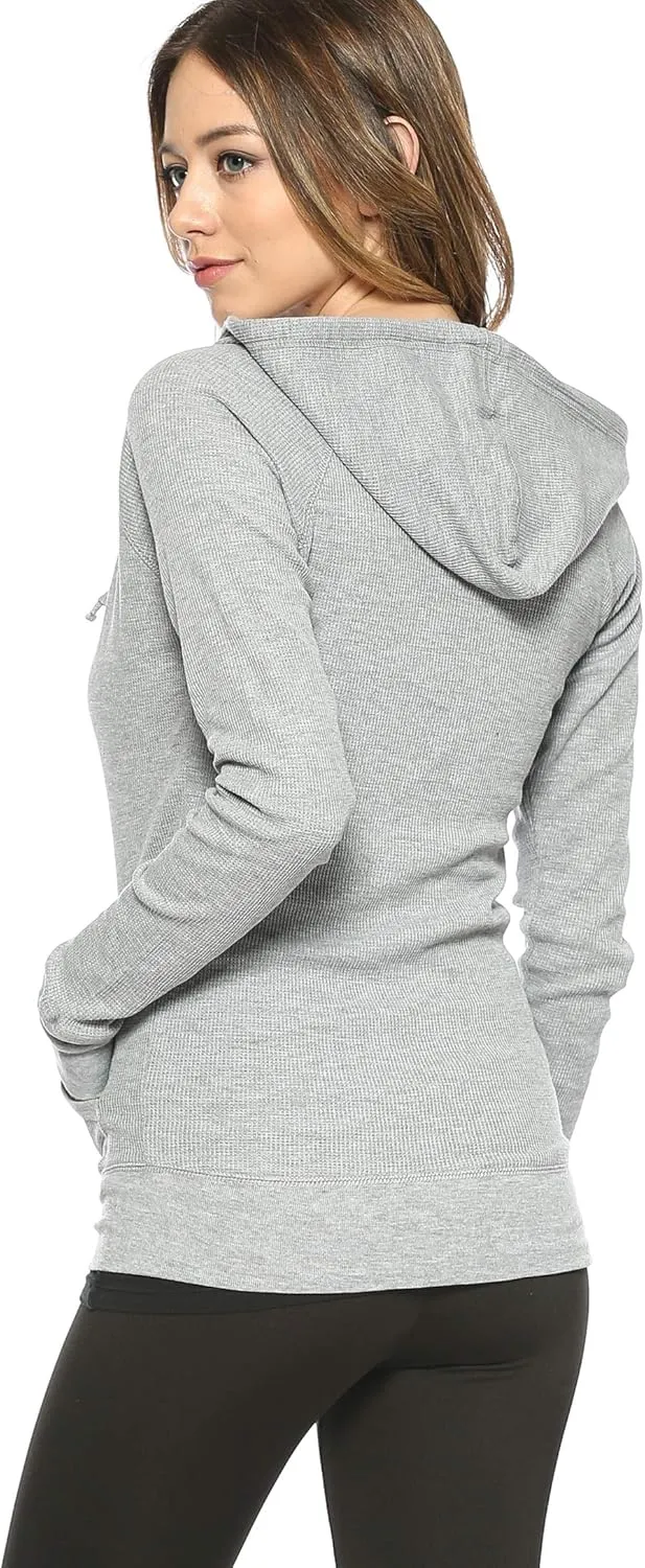 Urban Look Women's Casual Light Weight Thermal Zip Up Hoodies