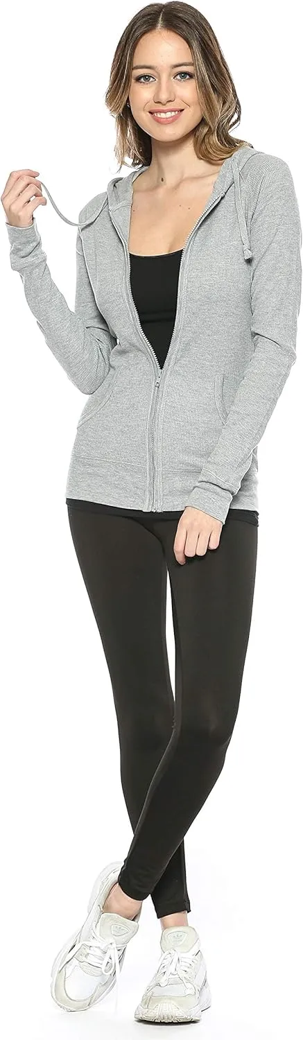 Urban Look Women's Casual Light Weight Thermal Zip Up Hoodies