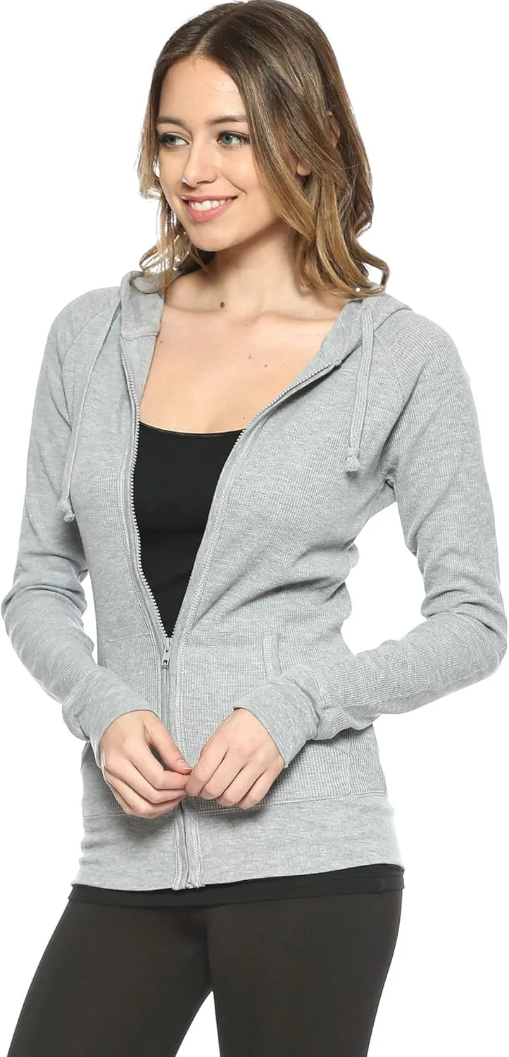 Urban Look Women's Casual Light Weight Thermal Zip Up Hoodies