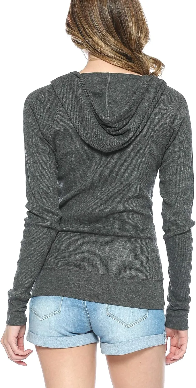 Urban Look Women's Casual Light Weight Thermal Zip Up Hoodies