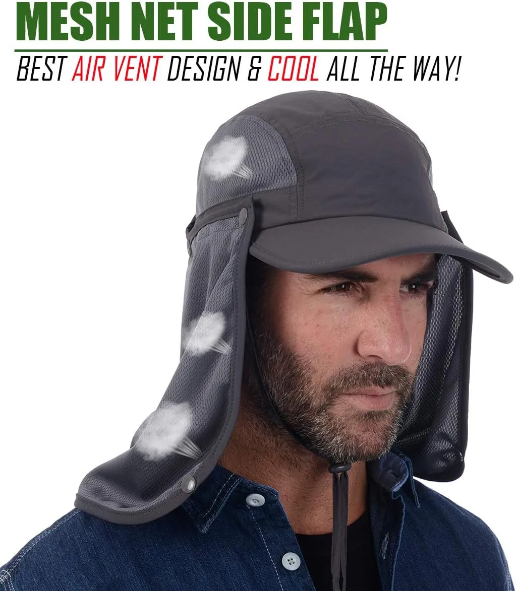 USHAKE Sun Cap Fishing Hat Baseball Cap with Face Neck Cover Flap