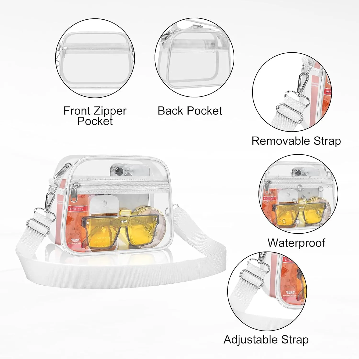 USPECLARE Clear Bag for Stadium Events Clear Purse for Women and Men for Sports Events Concerts Festivals