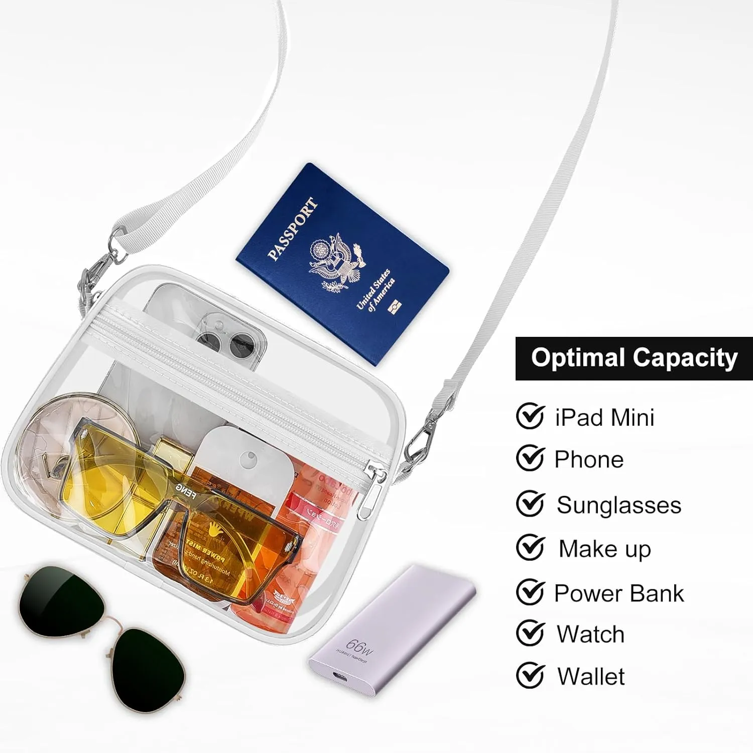 USPECLARE Clear Bag for Stadium Events Clear Purse for Women and Men for Sports Events Concerts Festivals