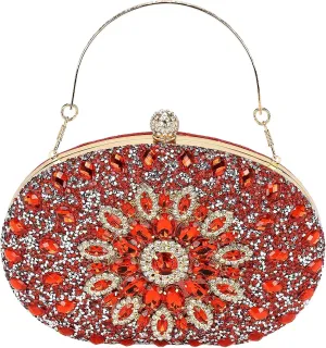 uxcell Evening Bags for Women, Sparkly Crystal Rhinestone Clutch Purse with Chain Strap Shoulder Bag Handbag