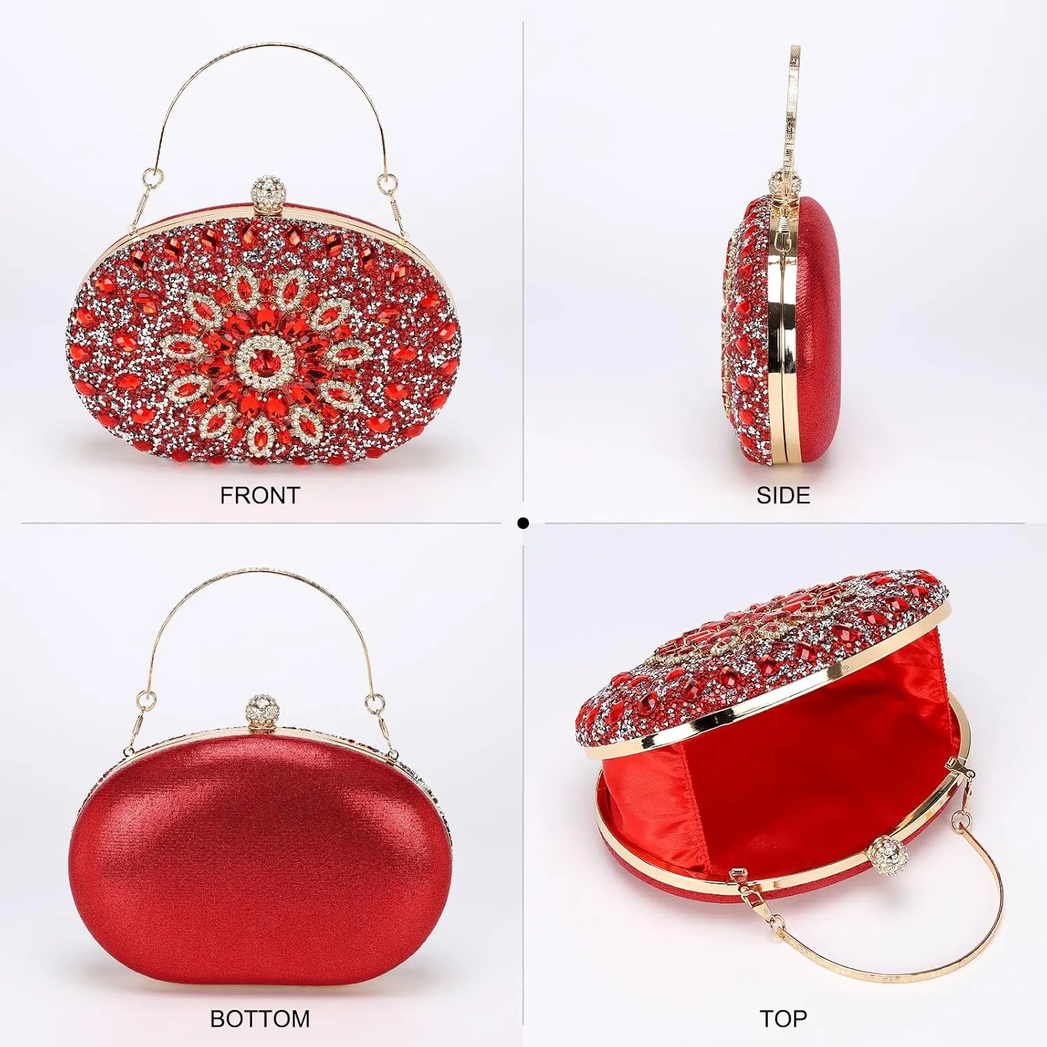 uxcell Evening Bags for Women, Sparkly Crystal Rhinestone Clutch Purse with Chain Strap Shoulder Bag Handbag