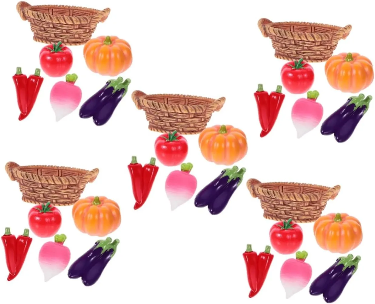 VALICLUD 5 Sets Miniature Vegetable Basket Realistic Doll House Decor with Mini Vegetables for Micro Landscape for Creating Lifelike Scenes Dollhouses
