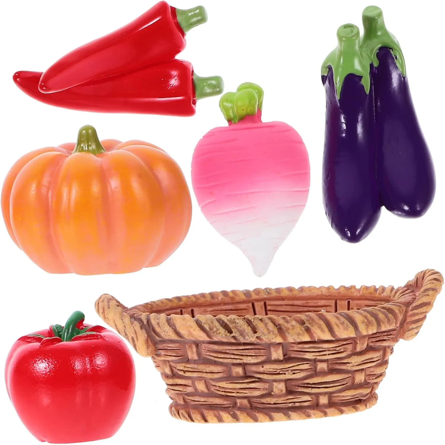 VALICLUD 5 Sets Miniature Vegetable Basket Realistic Doll House Decor with Mini Vegetables for Micro Landscape for Creating Lifelike Scenes Dollhouses