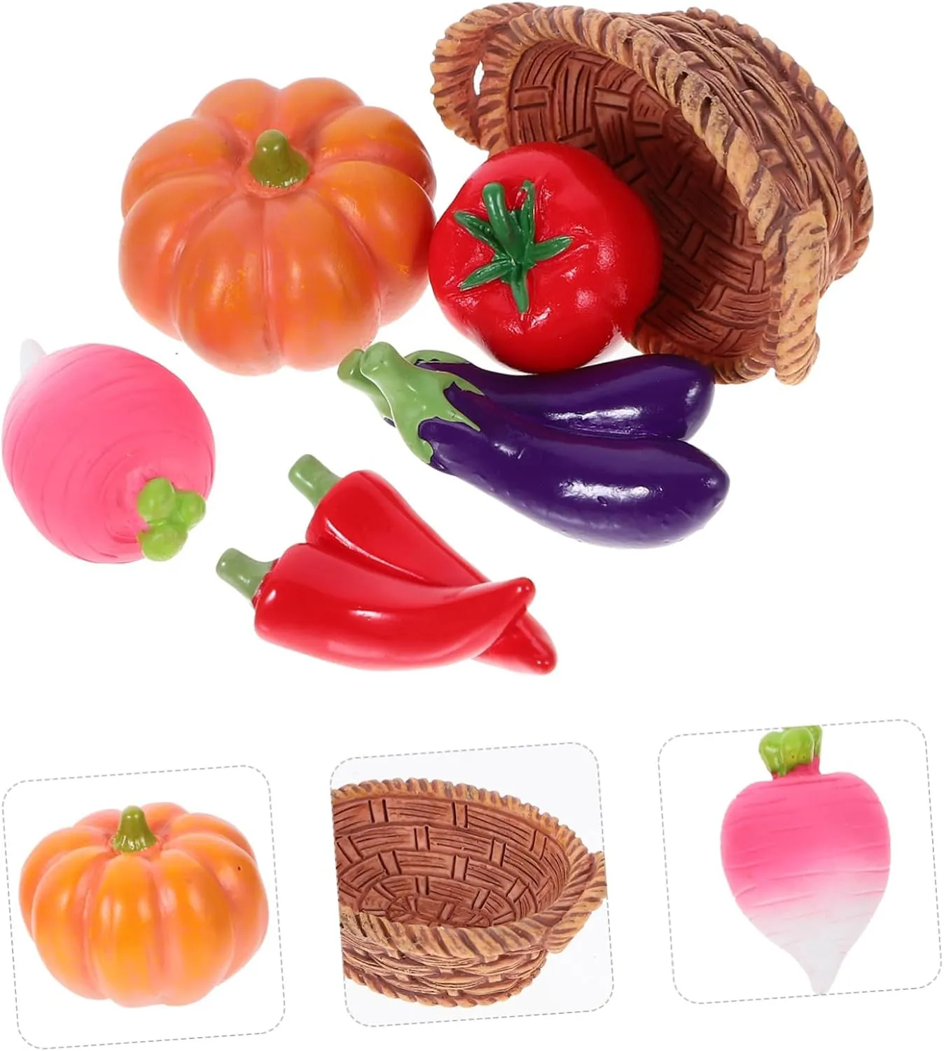 VALICLUD 5 Sets Miniature Vegetable Basket Realistic Doll House Decor with Mini Vegetables for Micro Landscape for Creating Lifelike Scenes Dollhouses