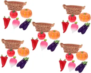 VALICLUD 5 Sets Miniature Vegetable Basket Realistic Doll House Decor with Mini Vegetables for Micro Landscape for Creating Lifelike Scenes Dollhouses