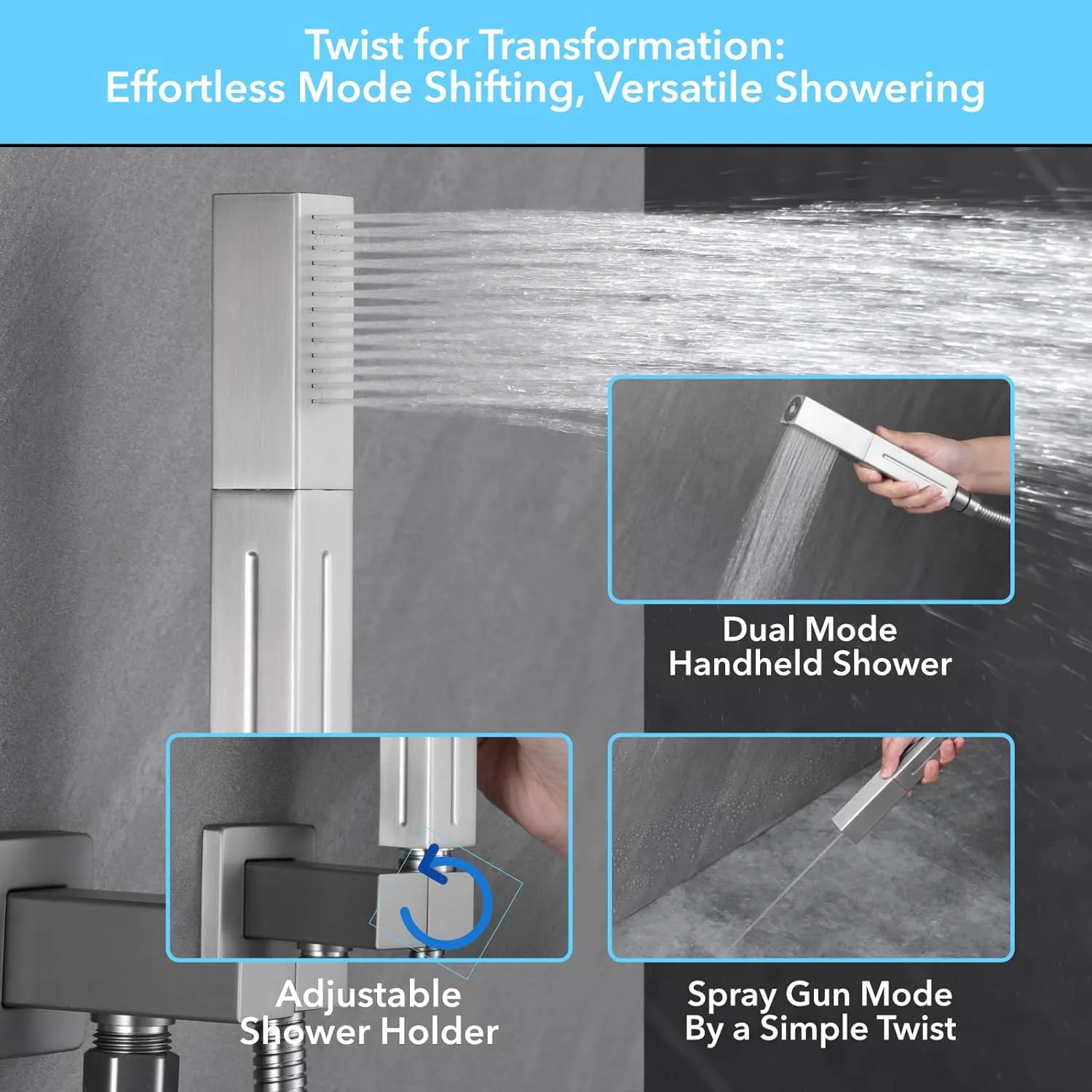 VANFOXLE Shower Faucet Set Brushed Nickel Shower System,Push Button Diverter Shower Faucet with 2 in 1 Handheld,Ceiling Mount 10 Inch Shower Head with 6 Inch Wall Mount Shower Head