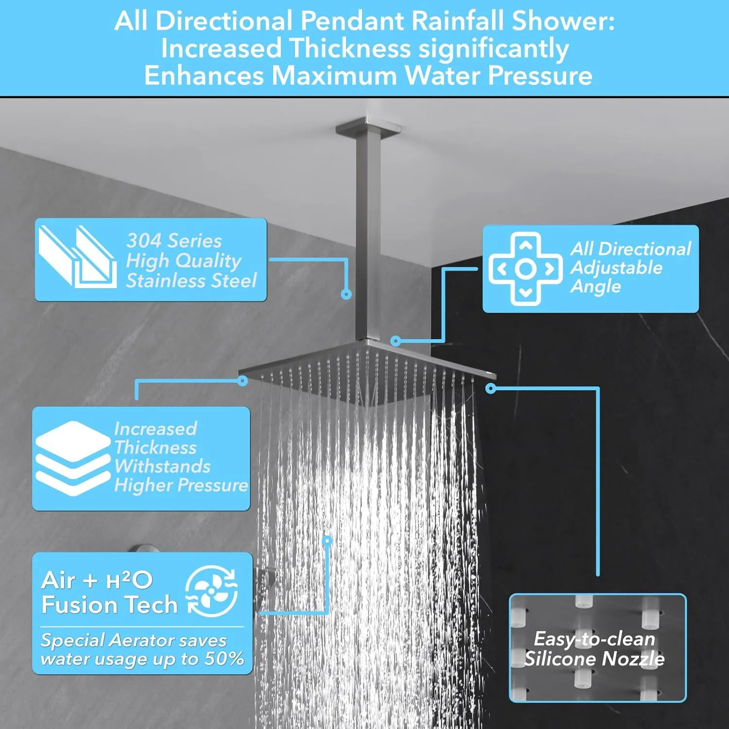VANFOXLE Shower Faucet Set Brushed Nickel Shower System,Push Button Diverter Shower Faucet with 2 in 1 Handheld,Ceiling Mount 10 Inch Shower Head with 6 Inch Wall Mount Shower Head