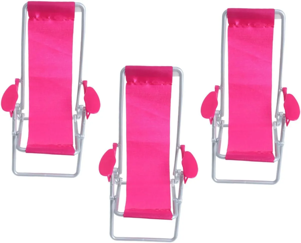 VANZACK 3Pcs Miniature Beach Chair Micro Landscape Mini Chairs for Dolls House Decoration Lightweight and Compact for Miniature Crafts